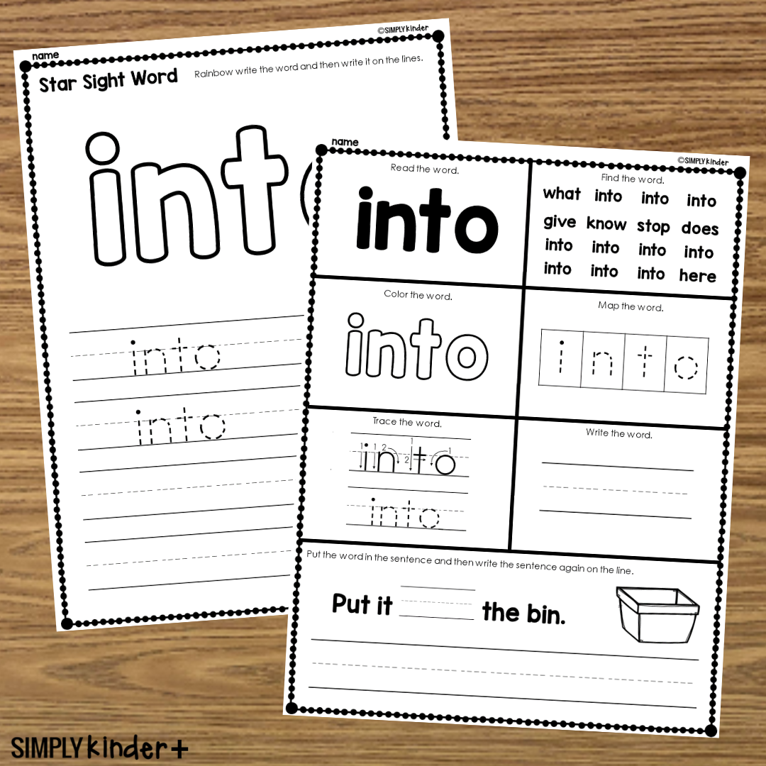 Into Sight Word Printable Activities Simply Kinder Printable Membership