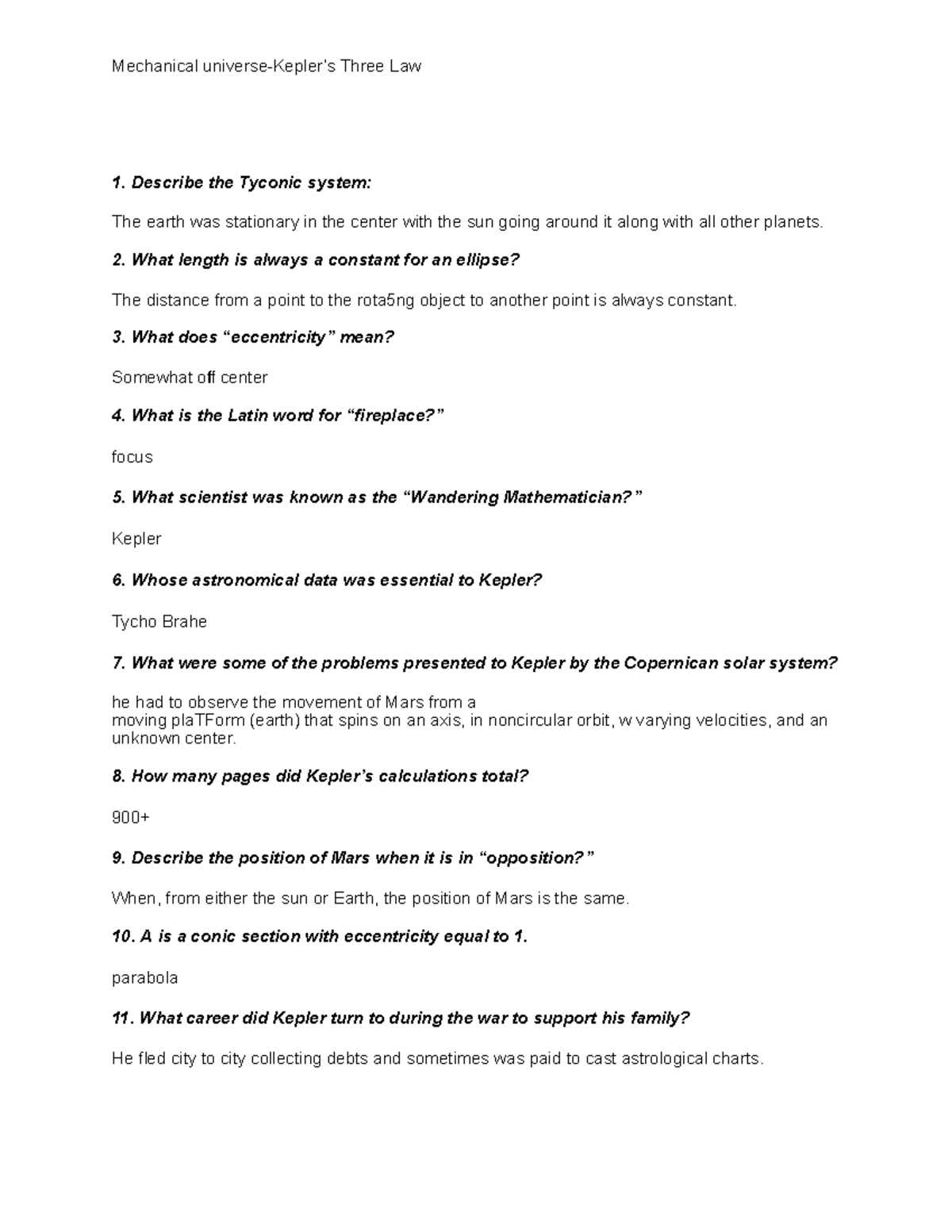 Kepler S Three Laws Homework Assignment Overview Studocu