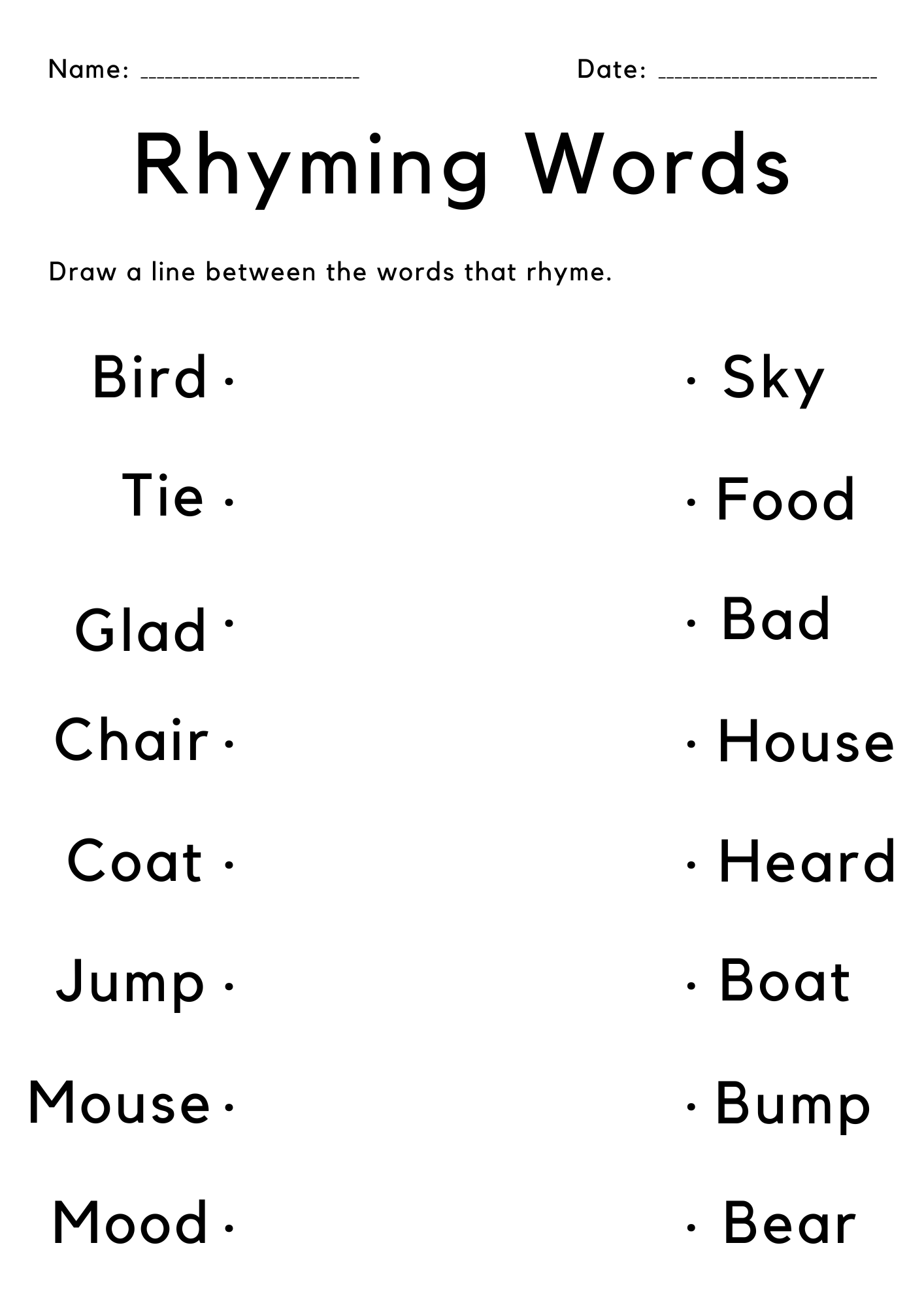 Kindergarten Rhyming Words Worksheet Match The Rhyming Words Activity Made By Teachers Rhyming Words Printable Worksheets Kindergarten First Grade Etsy
