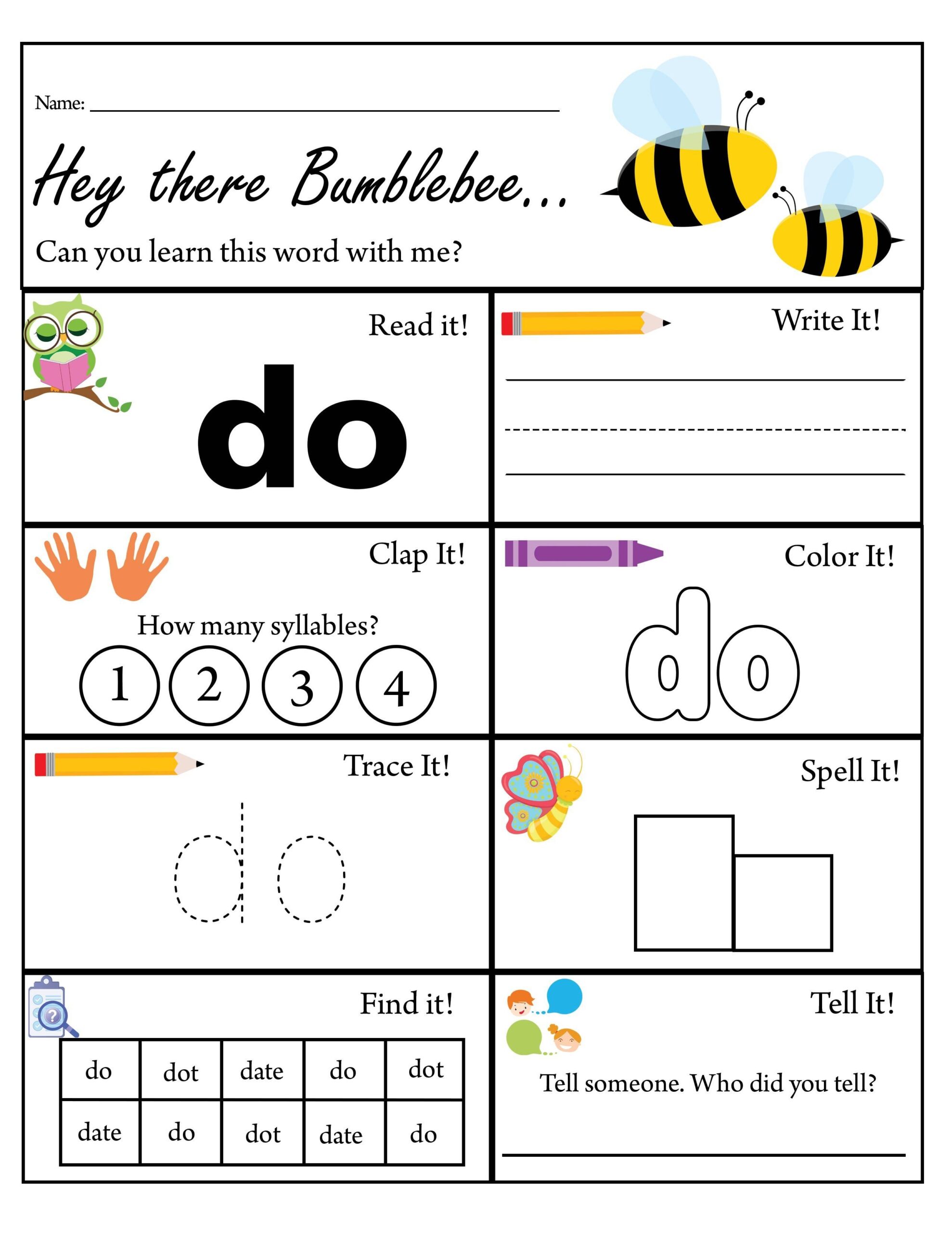 Kindergarten Sight Word Do Worksheet Dolch Sight Words TPT Kindergarten Sight Word Do Worksheet Dolch Sight Words TPT