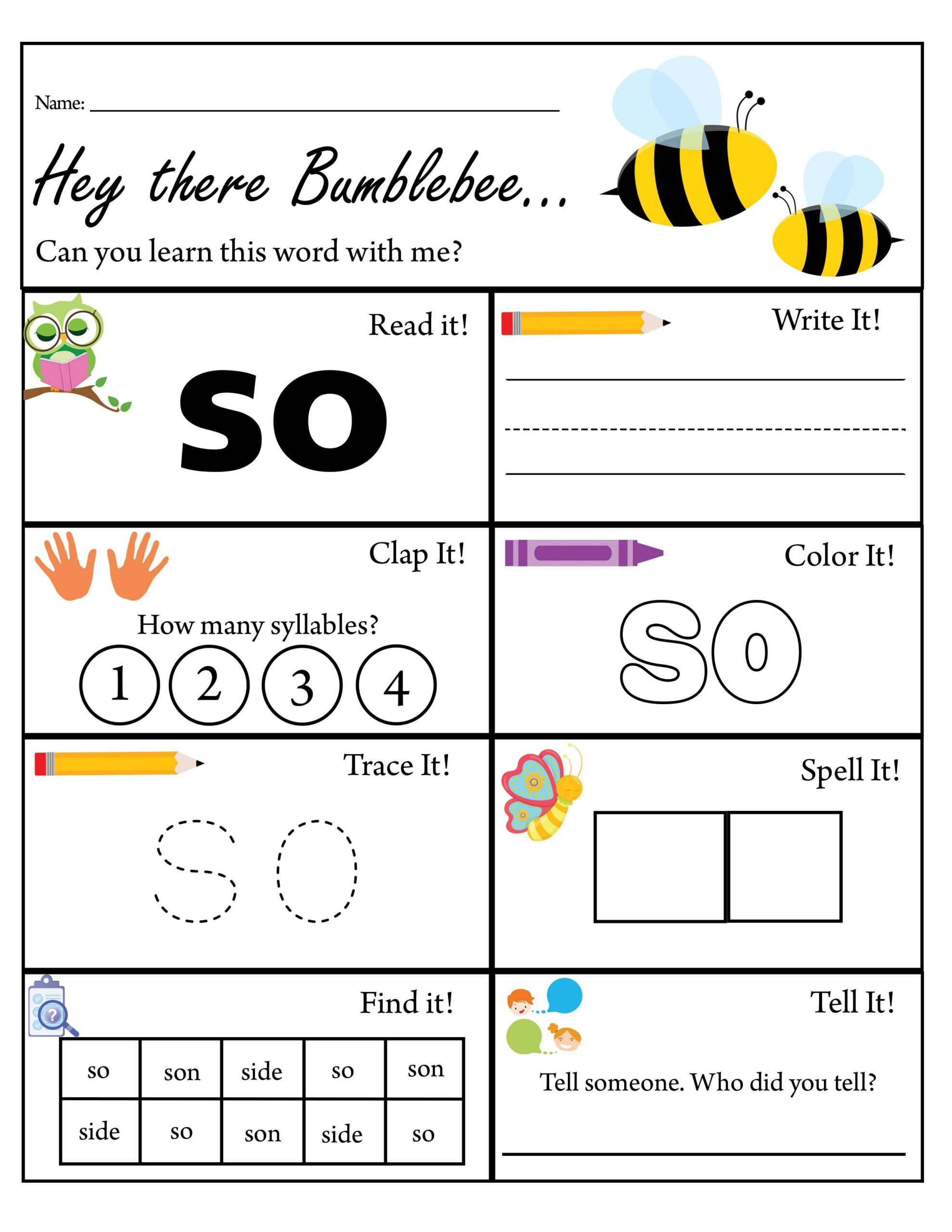 Sight Words For Kindergarten