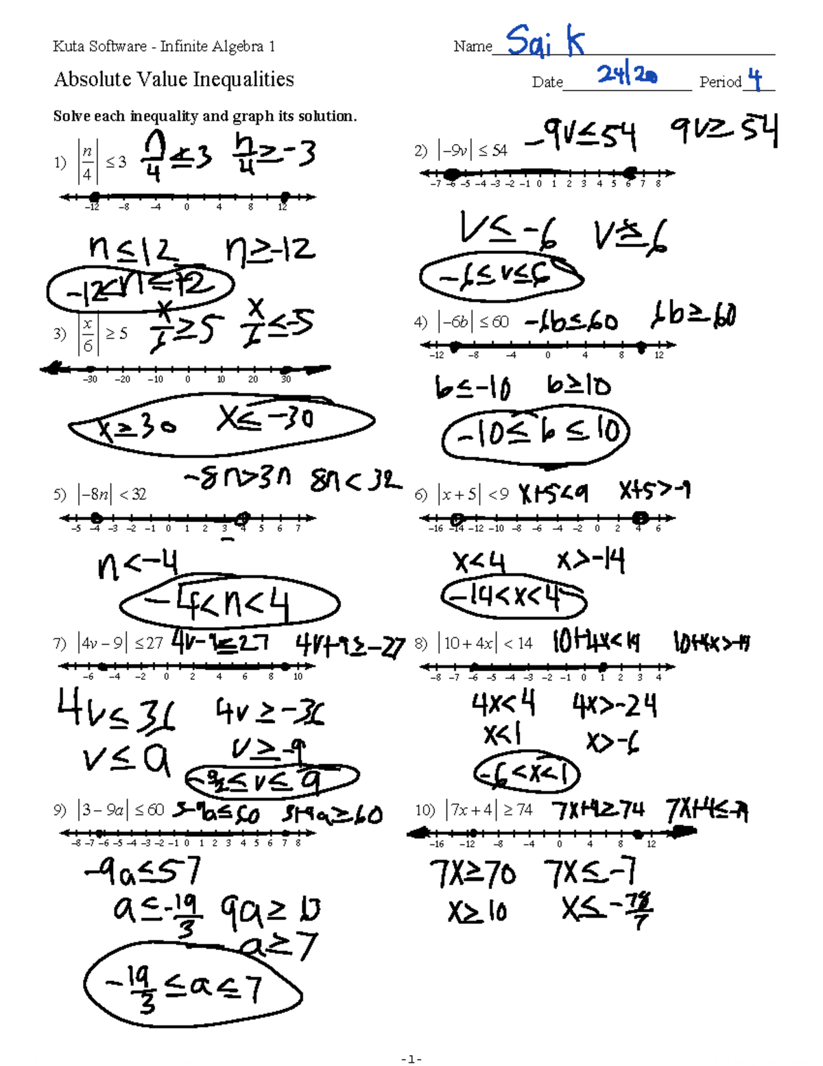 Kuta Algebra 1 Absolute Value Inequalities Worksheet Studocu Kuta Algebra 1 Absolute Value Inequalities Worksheet Studocu