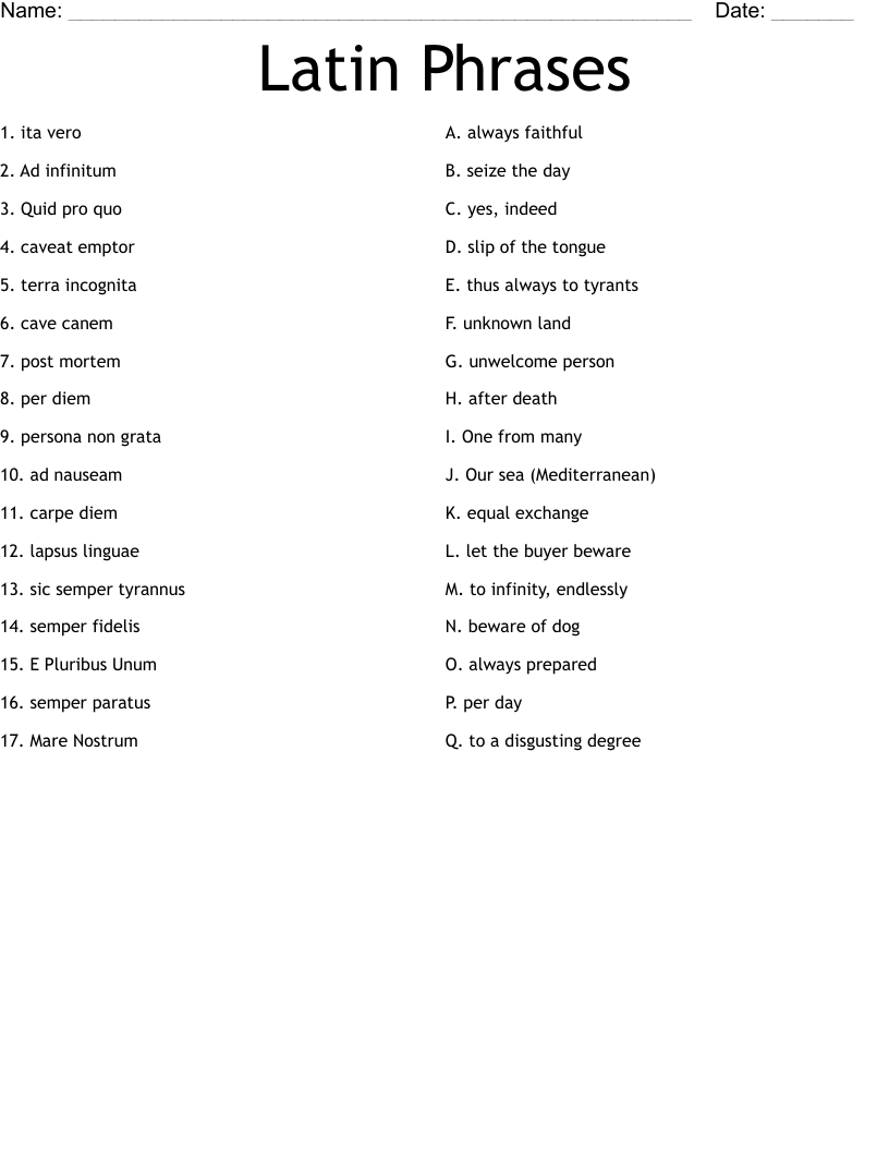 Latin Words Word Search WordMint Latin Words Word Search WordMint