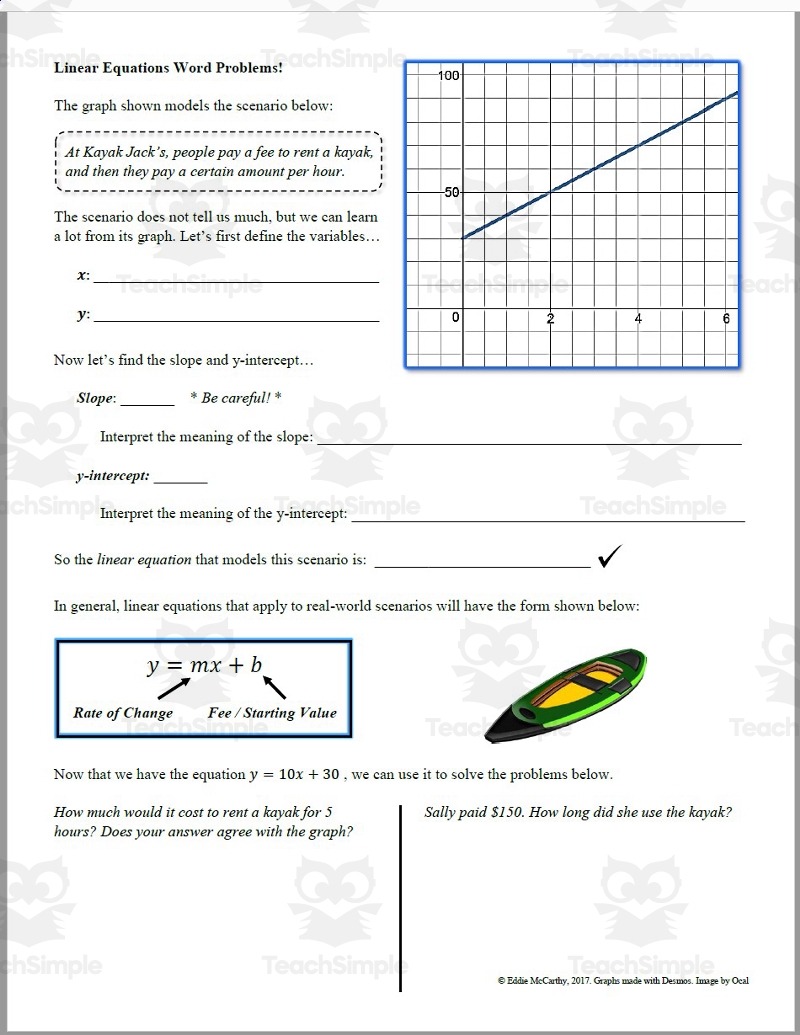 Linear Equation Word Problems Guided Notes Homework Set By Teach Simple Linear Equation Word Problems Guided Notes Homework Set By Teach Simple