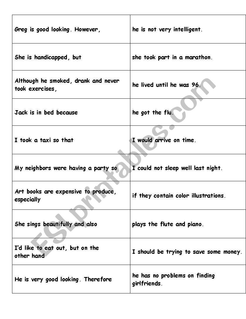 Linking Words ESL Worksheet By Ana2005