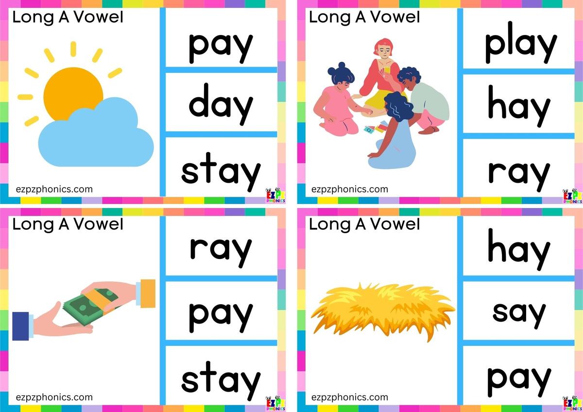Long A Vowel Ay Words Look At The Image And Clip The Correct Word Clip Cards Group 1 Ezpzphonics Long A Vowel Ay Words Look At The Image And Clip The Correct Word Clip Cards Group 1 Ezpzphonics