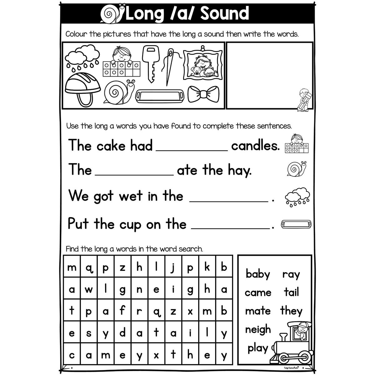 Reading Comprehension Worksheets Long A Worksheet Circle Read Write And Spell With A And A E