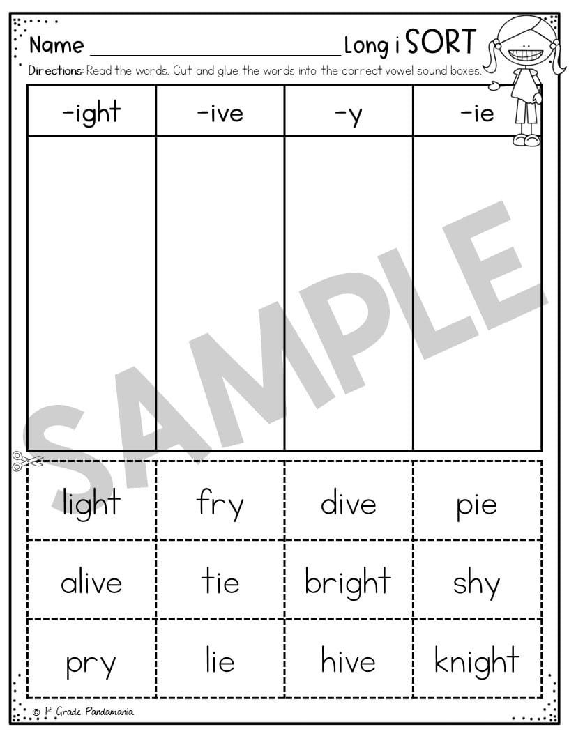 Long I Worksheets Phonics Activities 1st Grade Pandamania