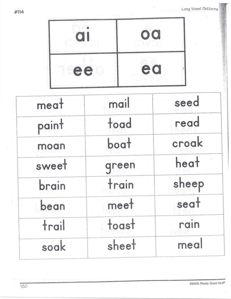 Long Vowel Patterns Ai Oa Ee Ea LoveToTeach Long Vowel Patterns Ai Oa Ee Ea LoveToTeach
