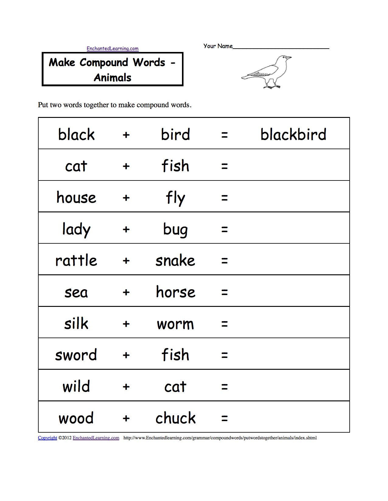 Make Compound Words Printable Worksheets EnchantedLearning Make Compound Words Printable Worksheets EnchantedLearning