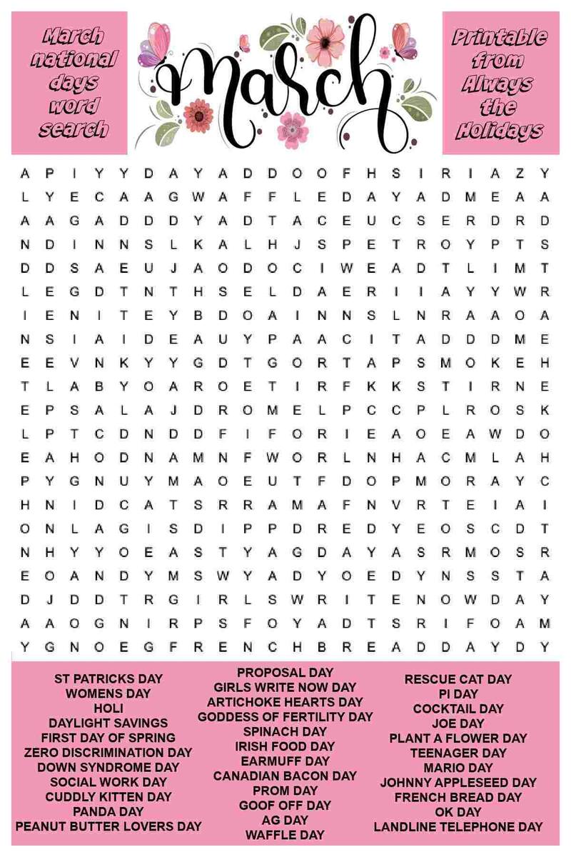 MARCH WORD SEARCH WordMint