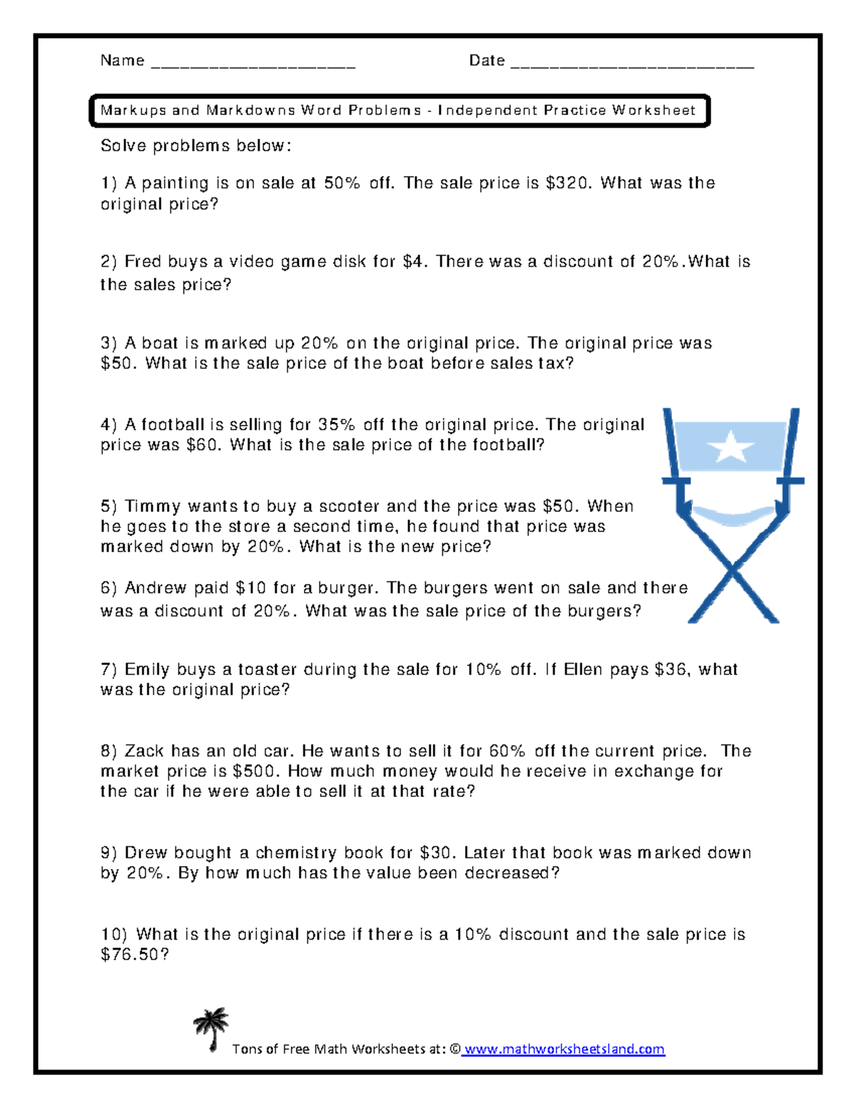 Markups And Markdowns Word Problems Independent Practice Worksheet Studocu