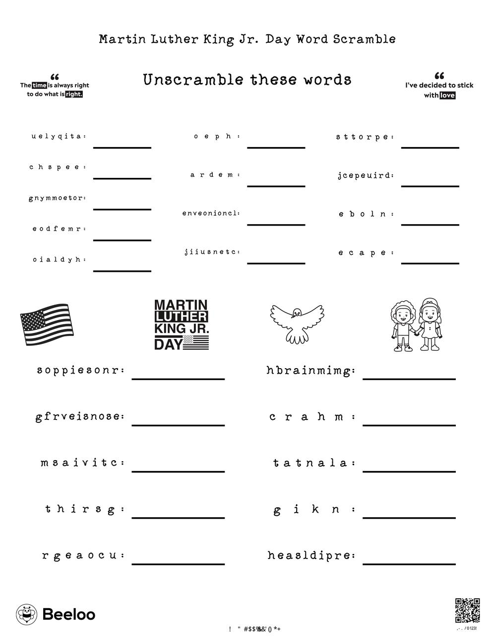 Martin Luther King Jr Word Scramble Engaging Activity For MLK Day Made By Teachers