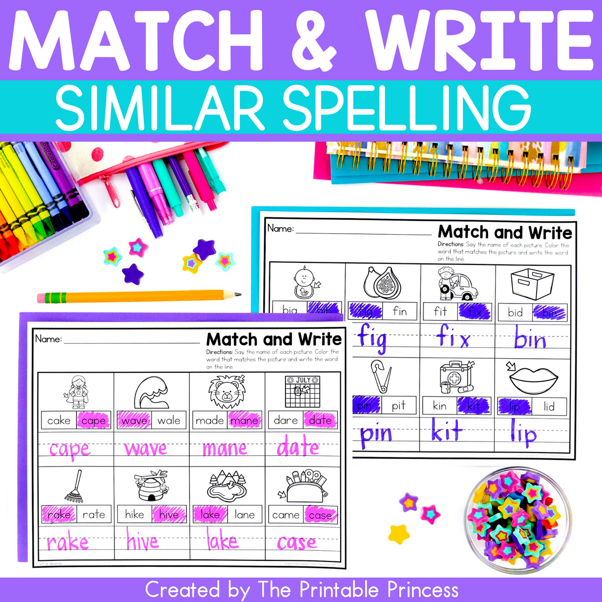 Match And Write Similar Spelling The Printable Princess RF K 3 D Similarly Spelled Words
