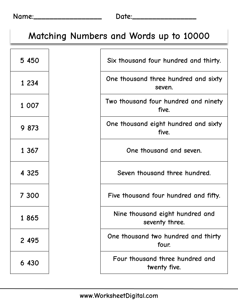 Match Number And Words Worksheet Digital 1 Teacher Made Resources Match Number And Words Worksheet Digital 1 Teacher Made Resources