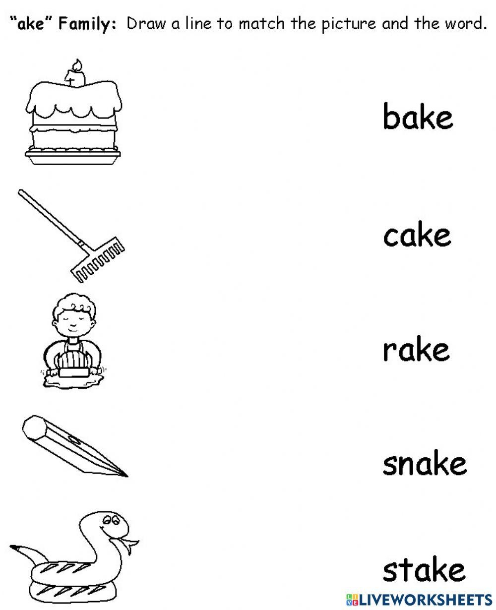 Matching Ake Word Family Online Exercise For Worksheets Library