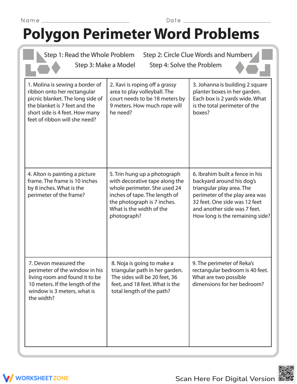 Math Polygon Perimeter Practice Worksheet Math Polygon Perimeter Practice Worksheet