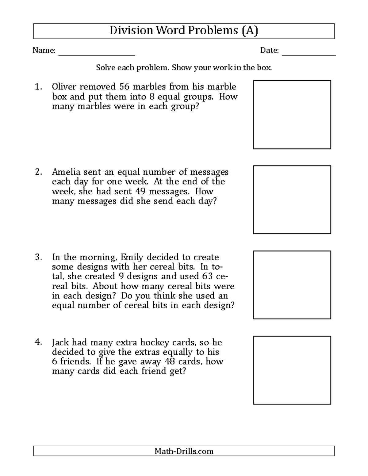Math Word Problems Division Facts 5to12 Practice Solutions Studocu