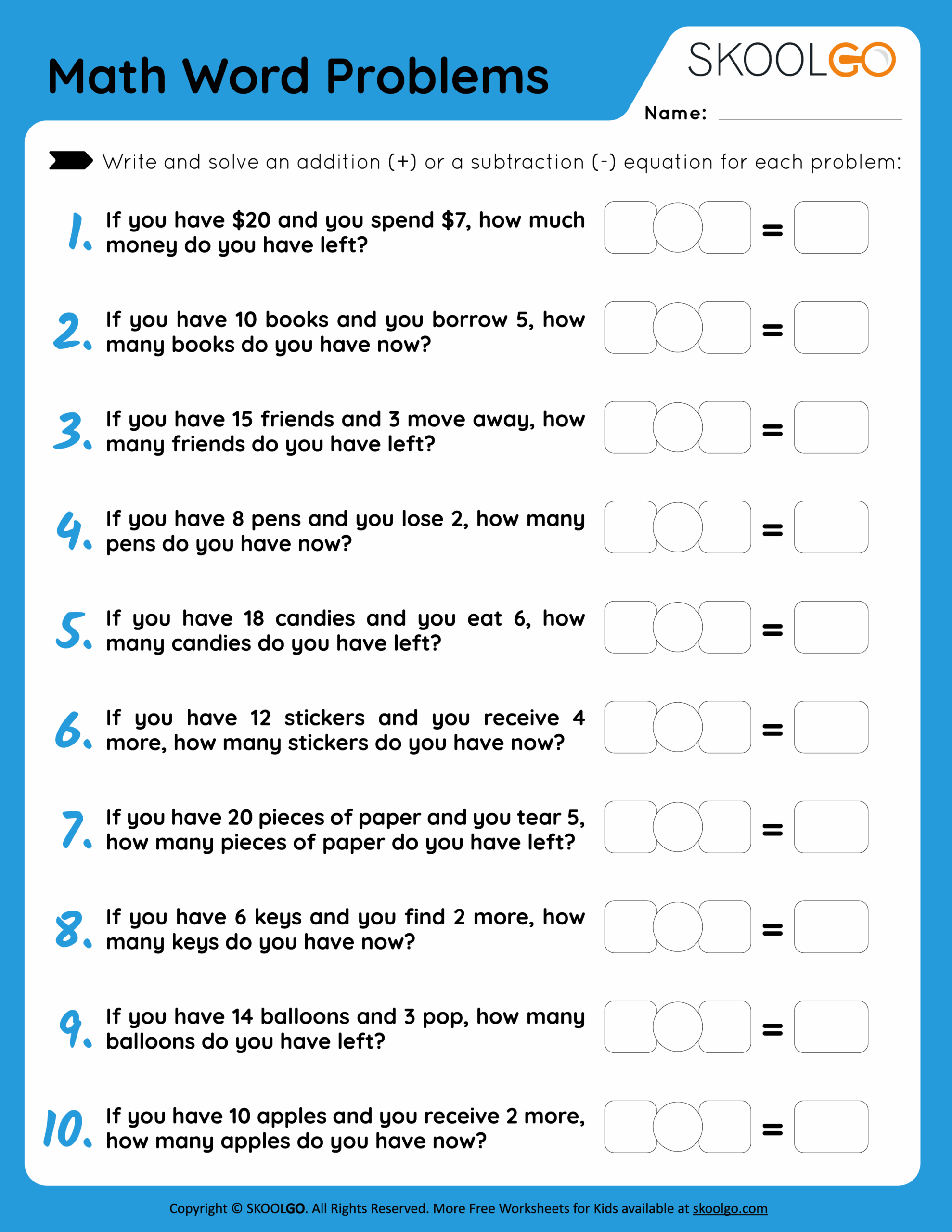 Math Word Problems Free Worksheet For Kids SKOOLGO Math Word Problems Free Worksheet For Kids SKOOLGO Worksheets Library