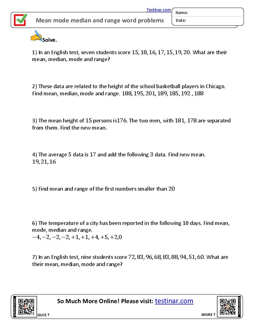 Mean Mode Median And Range Word Problems So Much More Online Please Visit Testinar Mean Mode Median And Range Word Problems So Much More Online Please Visit Testinar