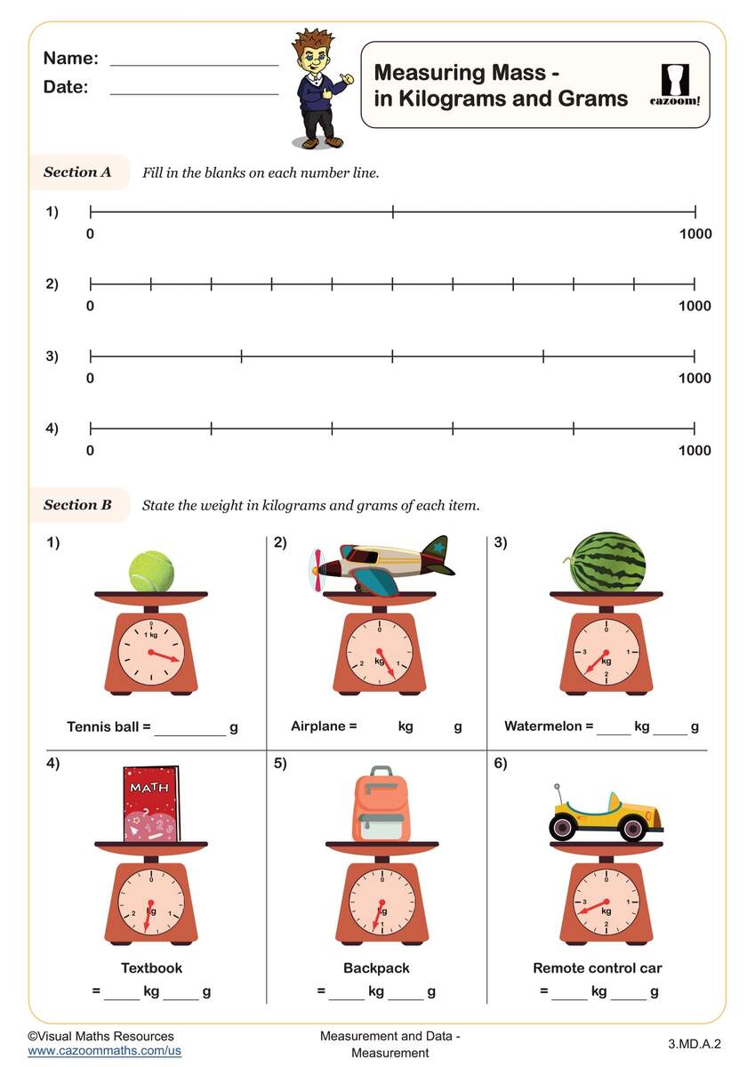 Measure Mass In Kilograms And Grams Worksheet Fun And Engaging 3rd Grade Measurement And Data Worksheet Cazoom Math