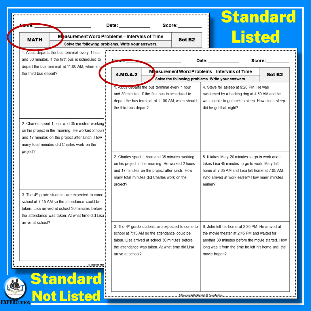 Measurement Word Problems Worksheets Elapsed Time Time Intervals ExperTuition