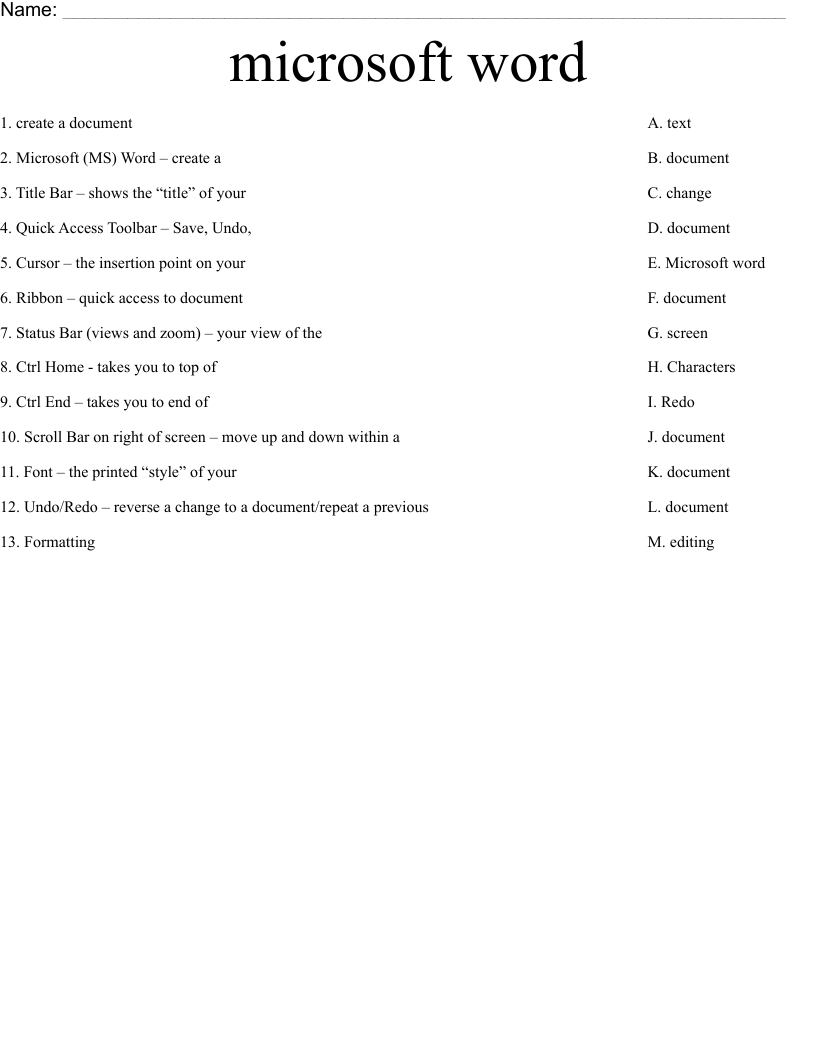 Microsoft Word Worksheet WordMint Microsoft Word Worksheet WordMint