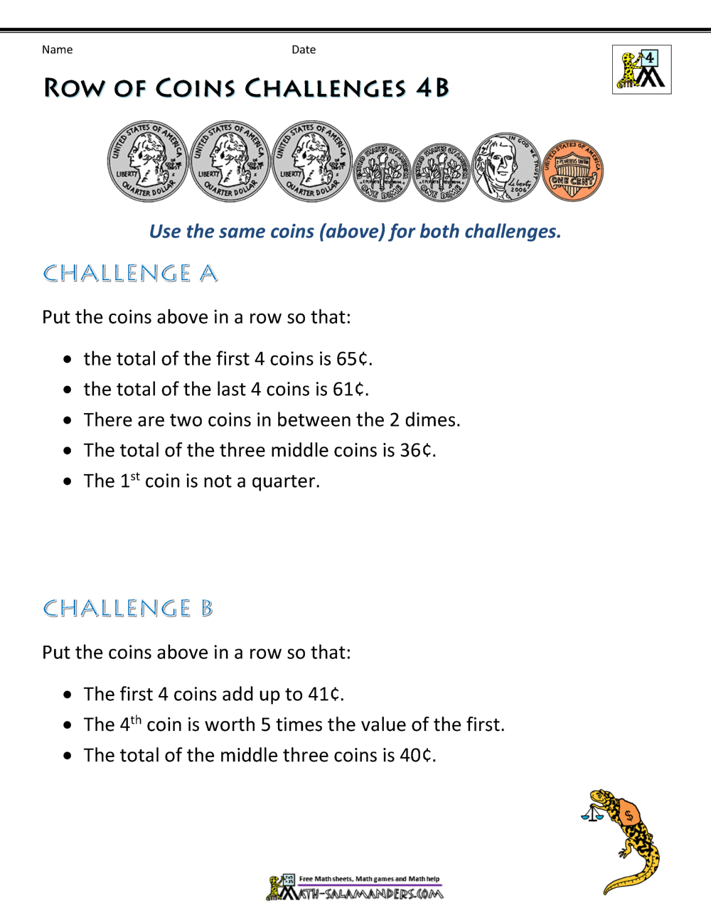Money Word Problems 4th Grade Money Worksheets For First Grade