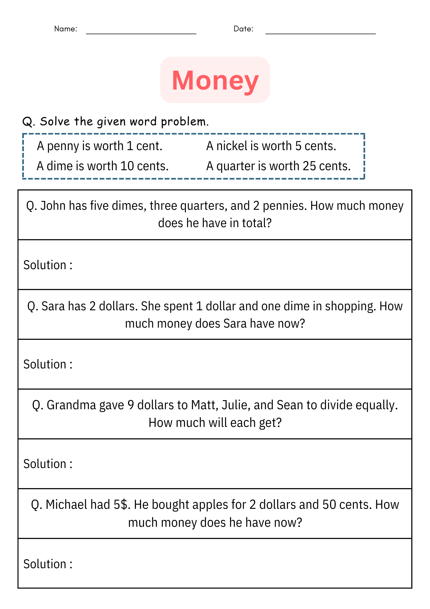 Money Worksheets Counting Coins Activities Money Word Problems For Grade 1 2 Made By Teachers Money Worksheets Counting Coins Activities Money Word Problems For Grade 1 2 Made By Teachers