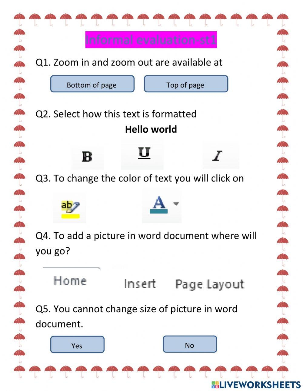 Ms Word Basics Worksheet Worksheets Library