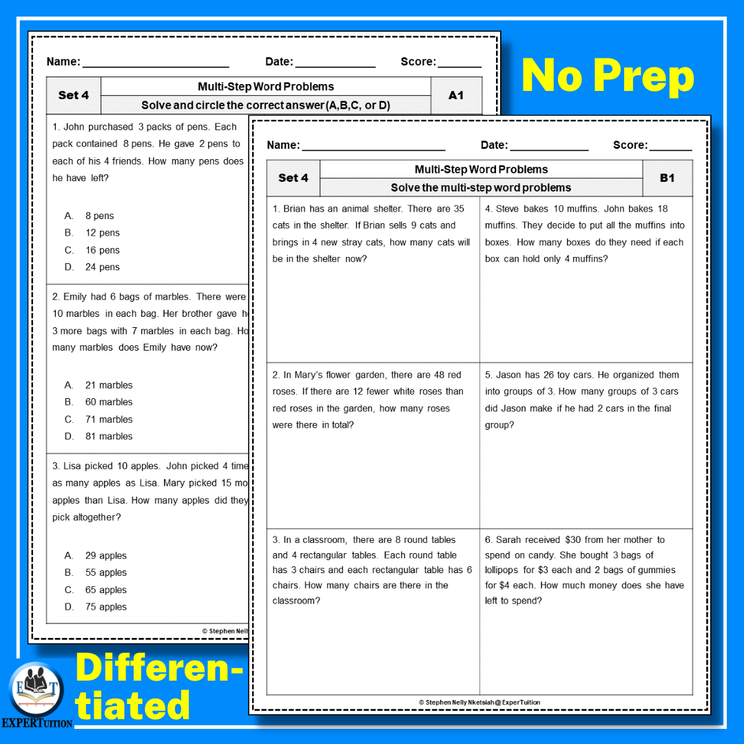 Multi Step Word Problems Worksheets Add Subtract Multiply And Divide Set 4 Made By Teachers Multi Step Word Problems Worksheets Add Subtract Multiply And Divide Set 4 Made By Teachers