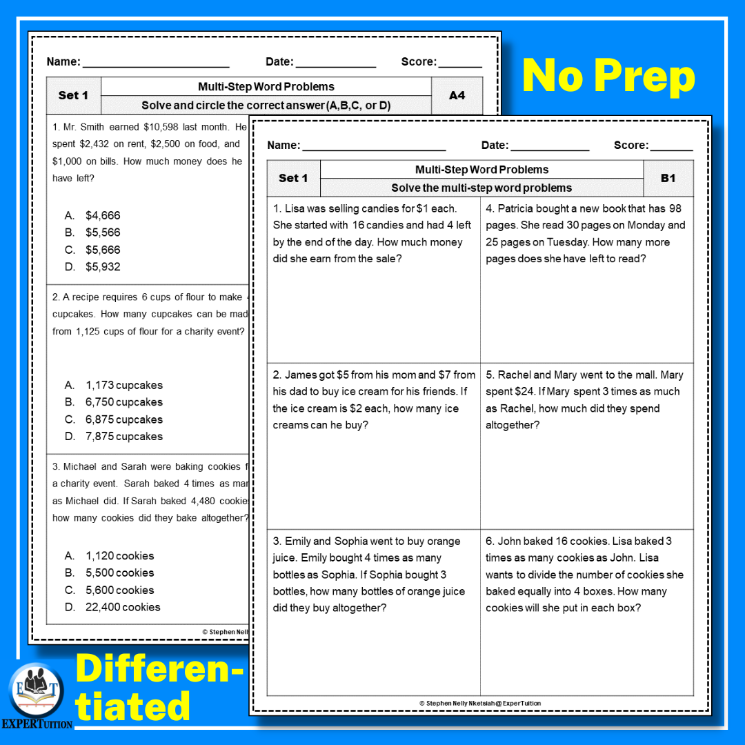 Multi Step Word Problems Worksheets Addition Subtraction Multiplication And Division Word Problems SET 1 Classful Multi Step Word Problems Worksheets Addition Subtraction Multiplication And Division Word Problems SET 1 Classful