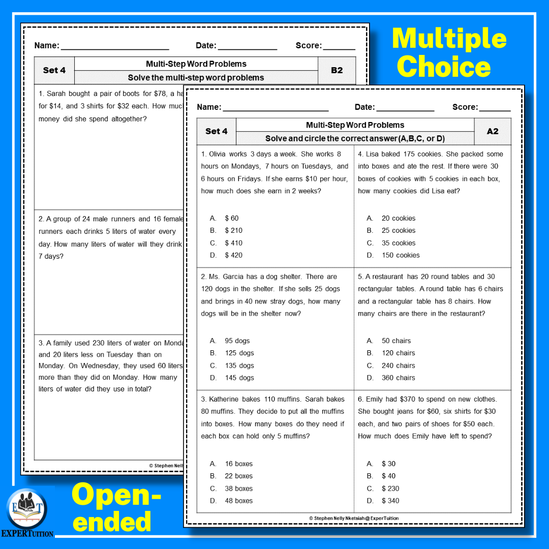 Multi Step Word Problems Worksheets Addition Subtraction Multiplication And Division Word Problems SET 4 Classful Multi Step Word Problems Worksheets Addition Subtraction Multiplication And Division Word Problems SET 4 Classful