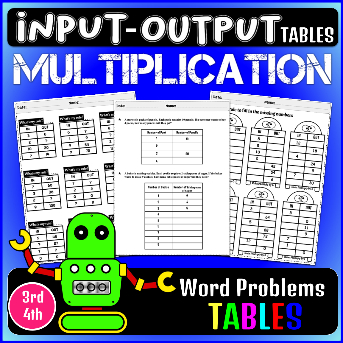 Multiplication Function Tables Input Output Tables With Word Problems Made By Teachers
