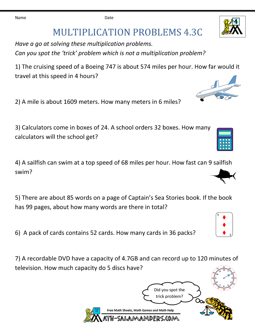Multiplication Word Problems 4th Grade Multiplication Word Problems 4th Grade