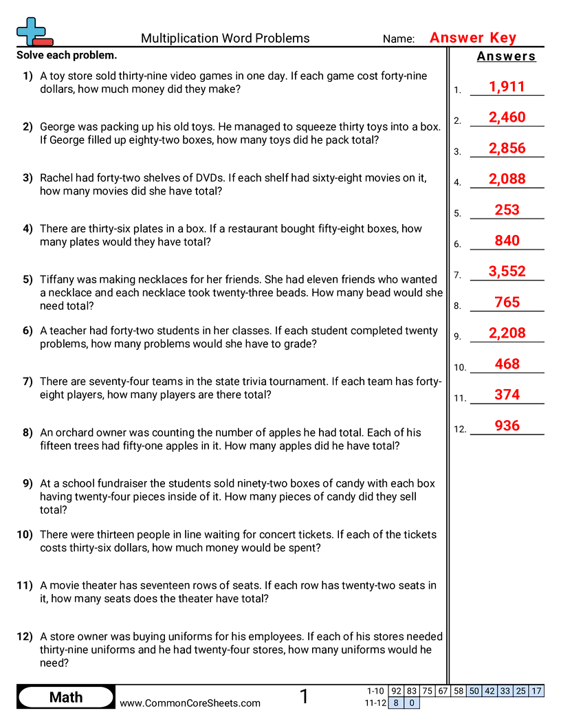 Multiplication Word Problems Worksheet Download Multiplication Word Problems Worksheet Download