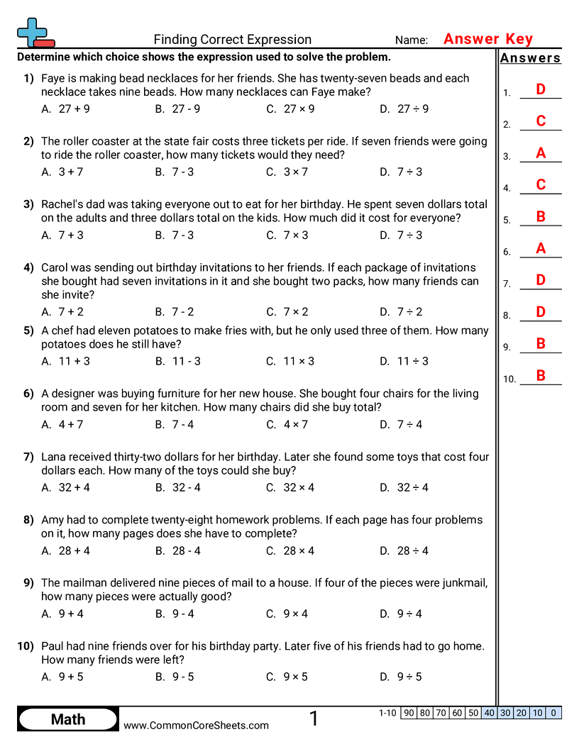 Multistep Worksheets