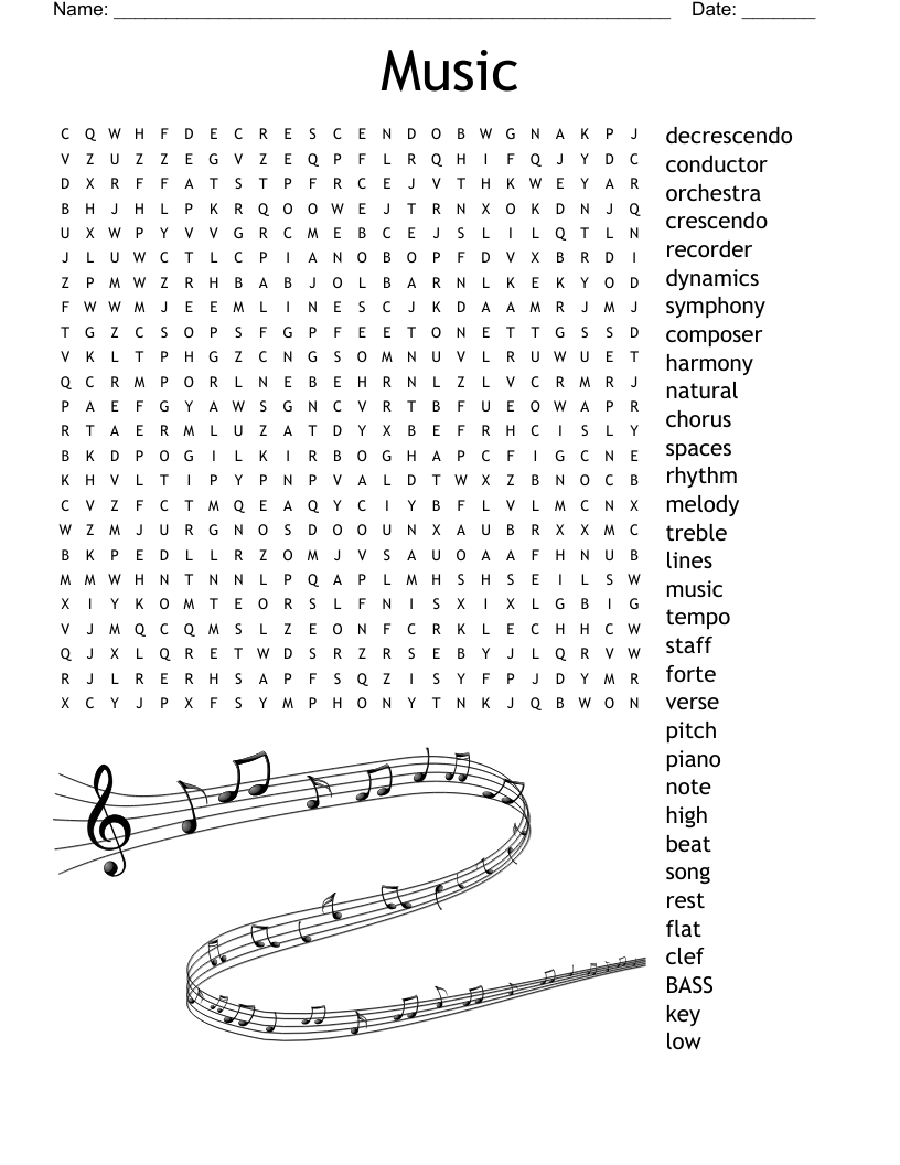 Music Word Search WordMint Worksheets Library Music Word Search WordMint Worksheets Library