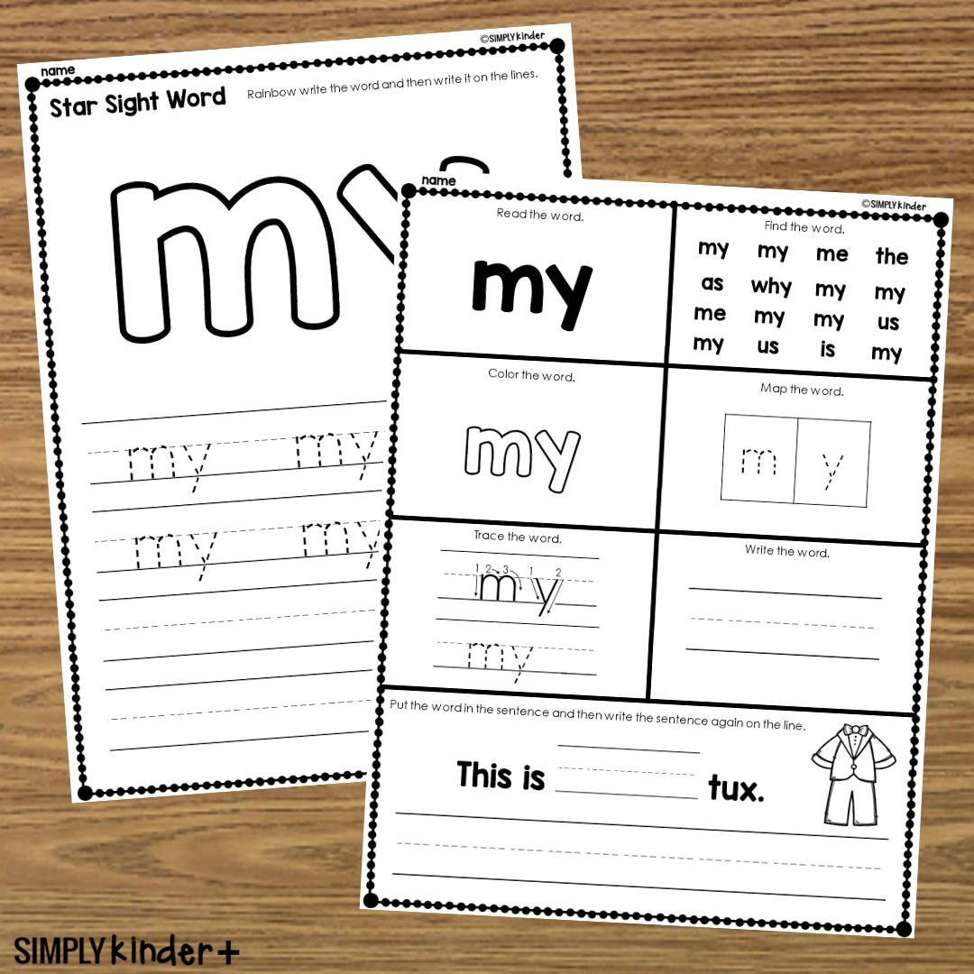 My Sight Word Printable Activities Simply Kinder Printable Membership