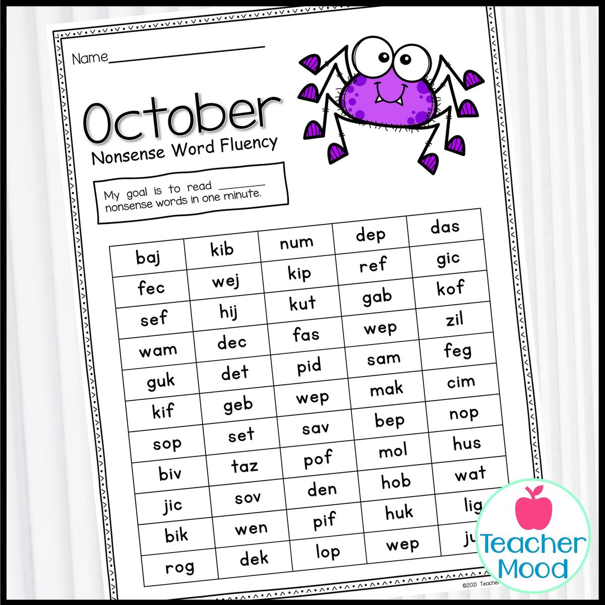 Nonsense Word Fluency Practice Sheets Oral Reading Fluency NWF Activity Made By Teachers Nonsense Words In Reading Instruction Tips FREE Printables