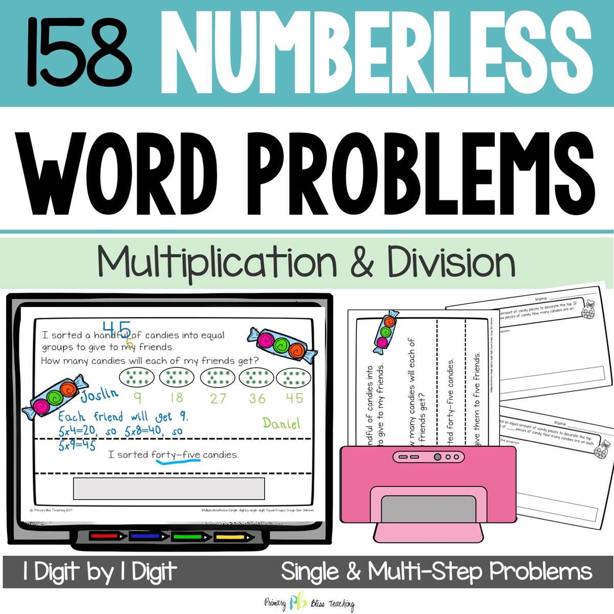 Number Talks Numberless Math Word Problems Single By Single Digit Multiplication Division Number Talks Numberless Math Word Problems Single By Single Digit Multiplication Division