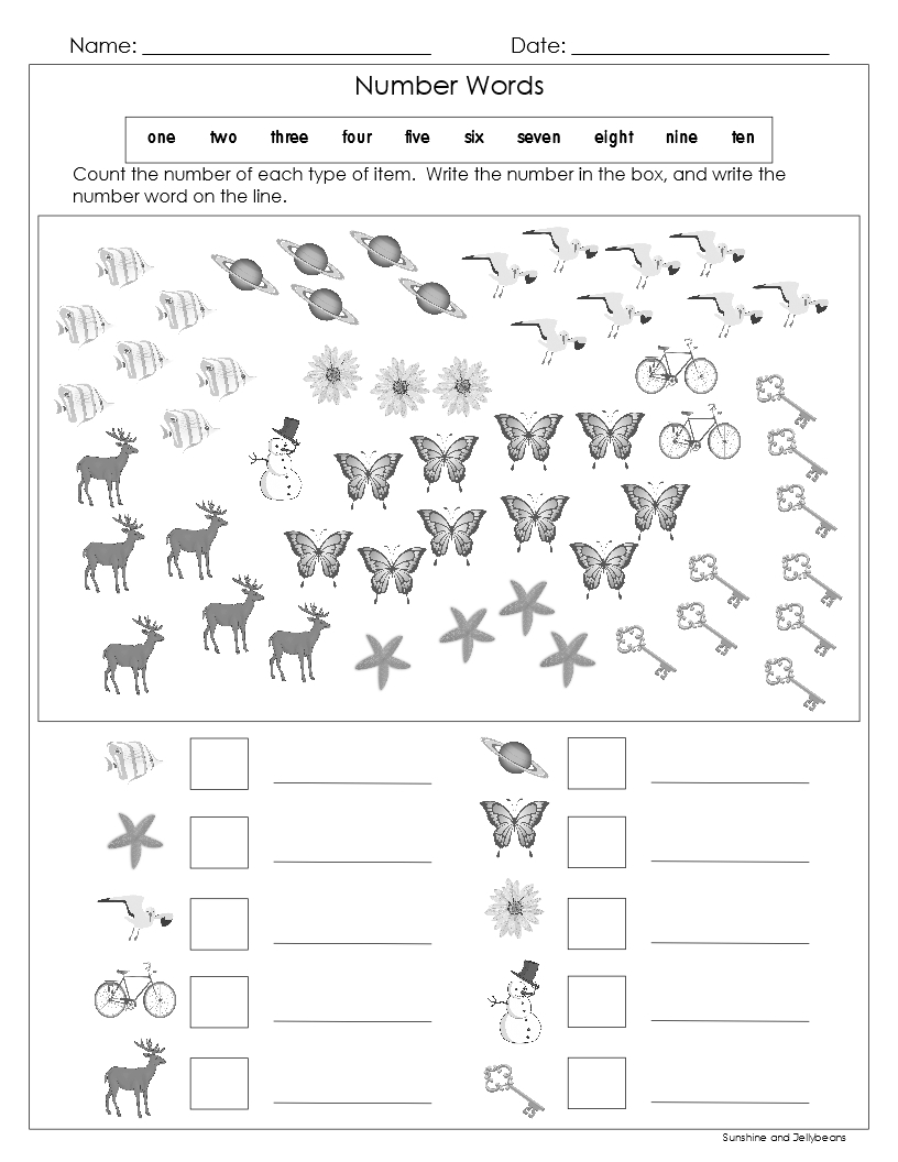Number Words To Ten 4 Worksheets Grade 1 Counting And Writing Practice Made By Teachers