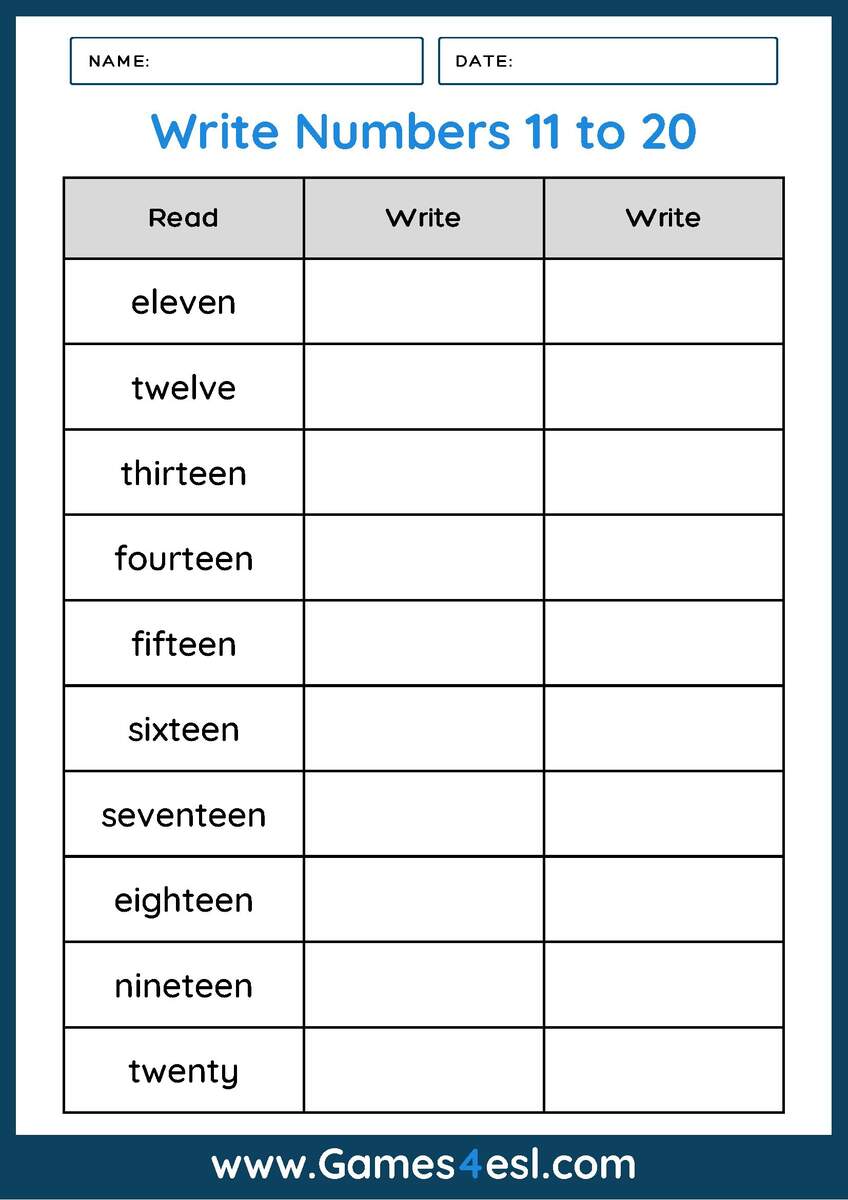 Numbers As Words Worksheets Games4esl Tracing Numbers 1 10 Worksheets Free Printable Pdfs Teach Prints