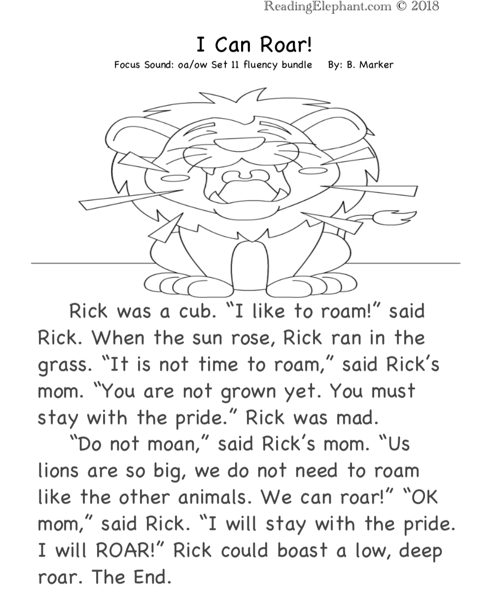 Oa And Ow Reading Passage FREE Reading Elephant Oa And Ow Reading Passage FREE Reading Elephant
