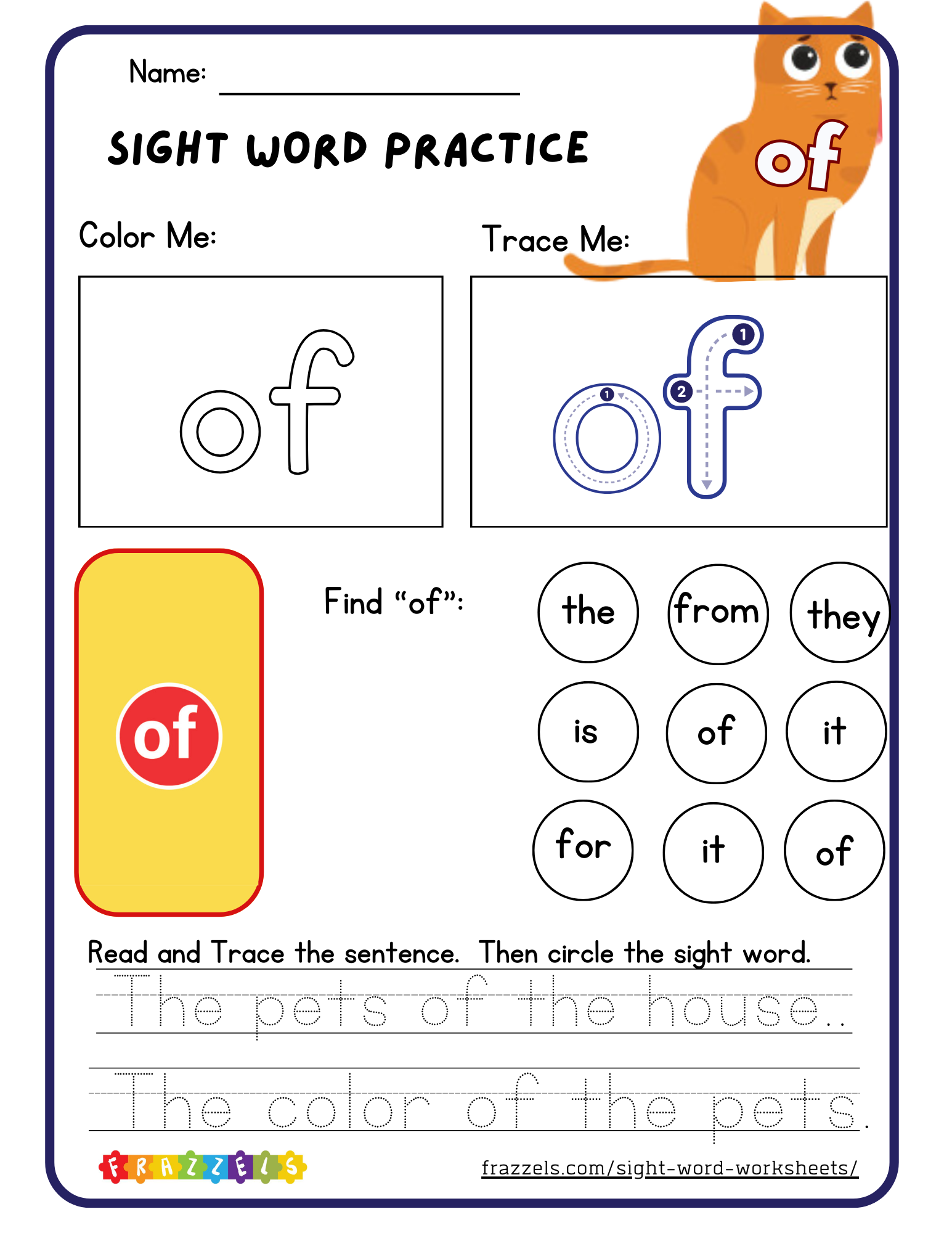 Of Sight Word Worksheet Frazzels Of Sight Word Worksheet Frazzels