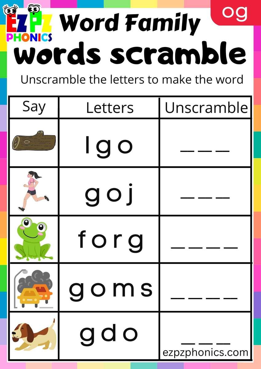 OG Words Words Scramble Phonics Word Families Worksheet Ezpzphonics OG Words Words Scramble Phonics Word Families Worksheet Ezpzphonics