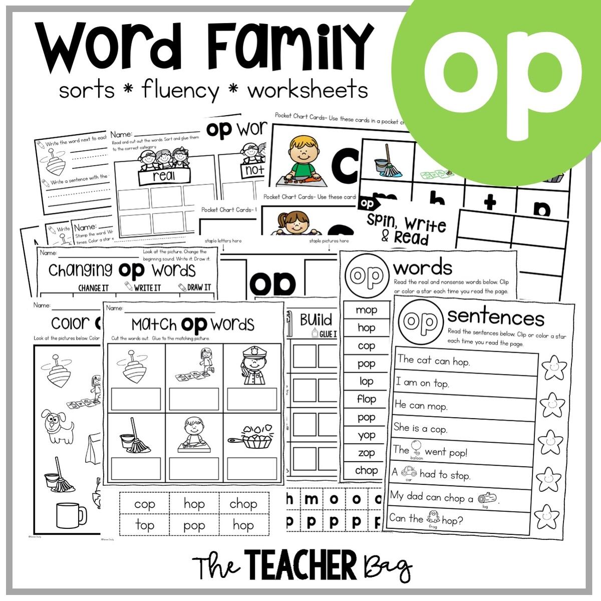 OP Word Family Activities The Teacher Bag