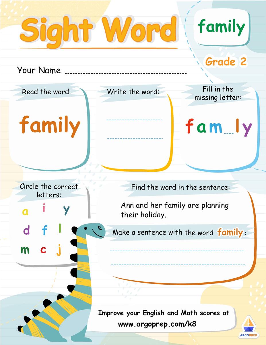 Part Of The Sight Word Family ArgoPrep