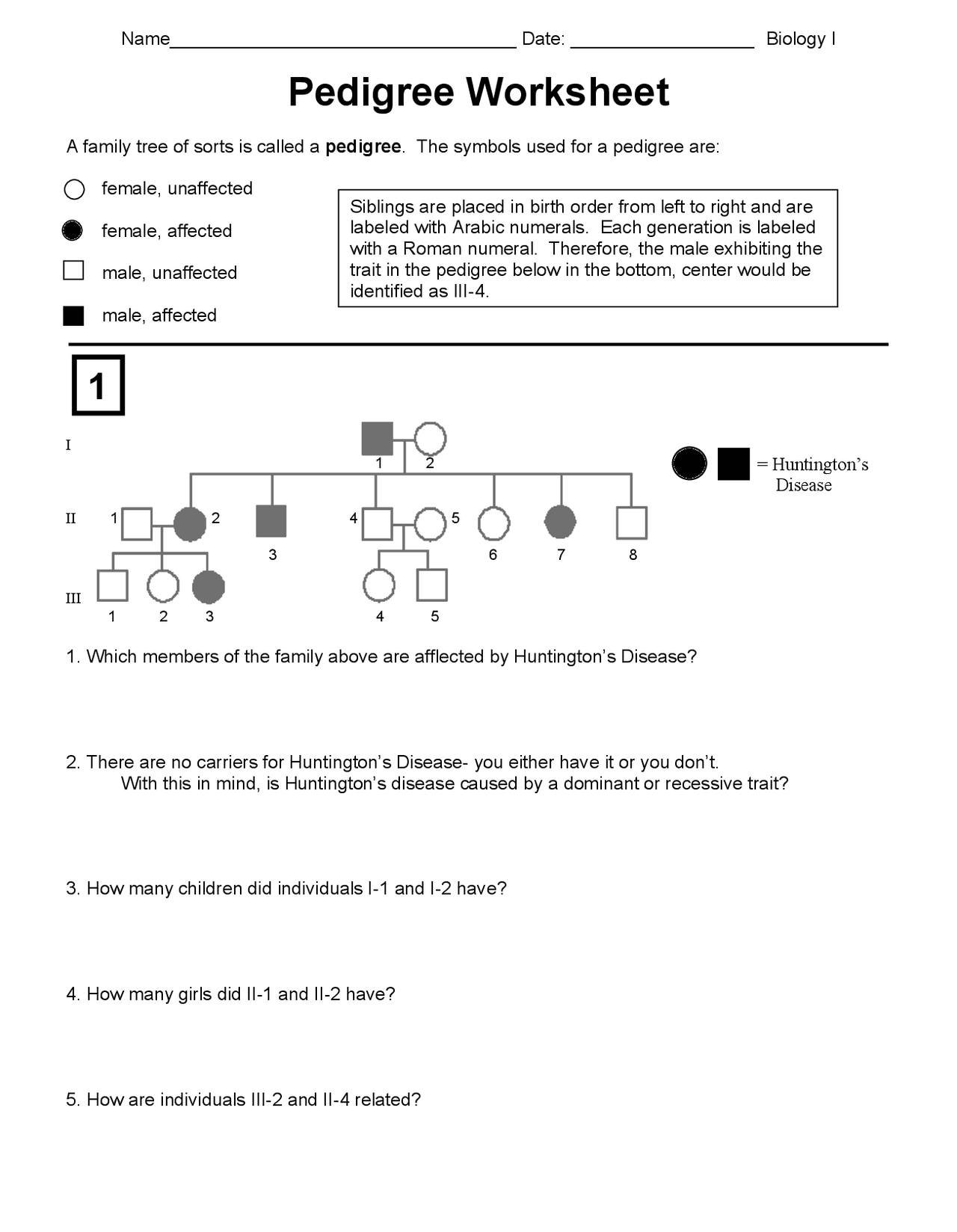 Pedigree Worksheets Printable Pedigree Worksheets Printable