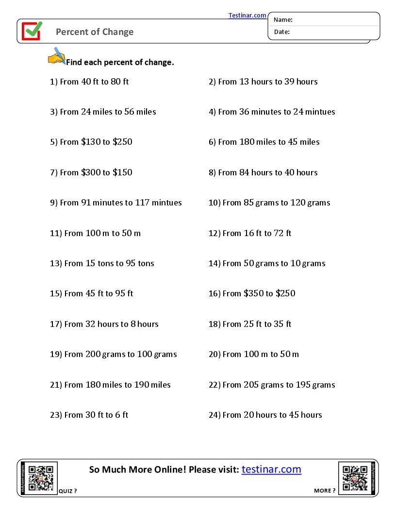 Percent Of Change Worksheets Percent Of Change Worksheets